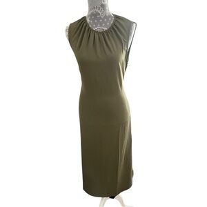 Mango Sleeveless Belted Army Green Maxi Dress Size 4